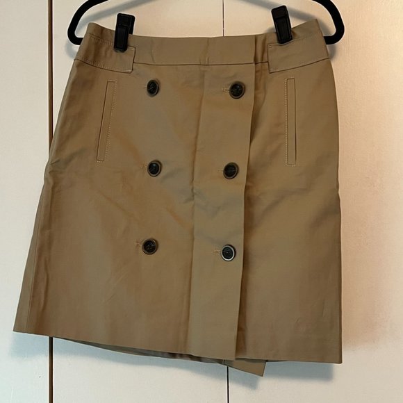 Loft Khaki A-Line Mini Skirt Button Front - 6 - Picture 1 of 4